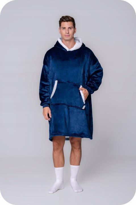 Blanket Sweatshirt Oversize Warm Thick Blanket Sweatshirt 2in1 Navy Blue Fur [Kb-J3]