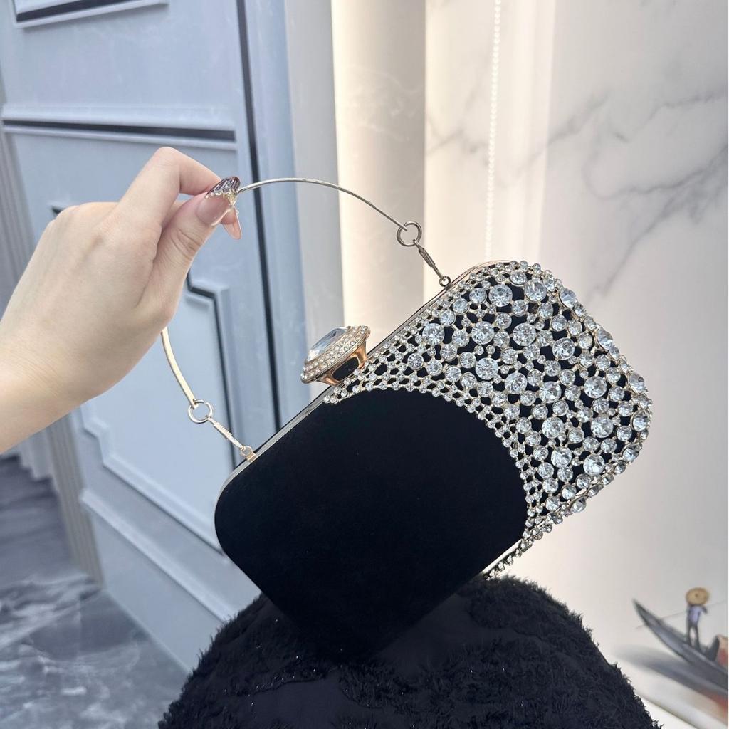 Retro Diamond Embedded Evening Clutch Bag for Women Versatile Dr Handbag Ele Par Accory Hard Ell Small Size