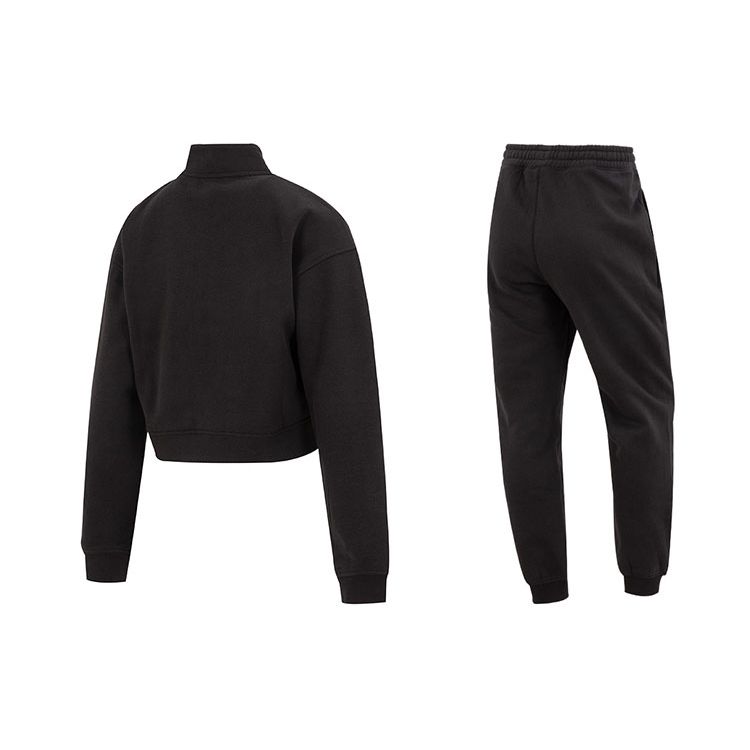 Puma Logo Printed Stand Collar Jacket And Cuffed Long Sports Pants Set Women sets Black 522078-01