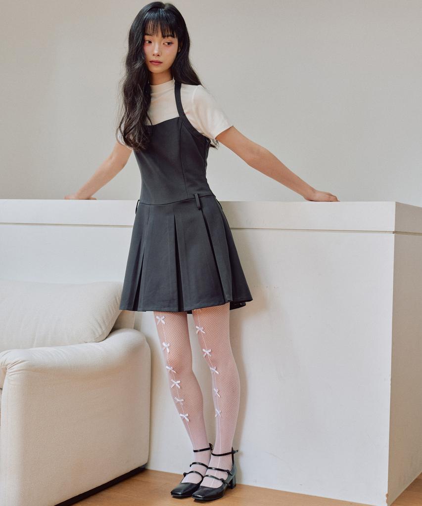 Zero Planet Darling Bustier Pleated Mini Dress [Charcoal]