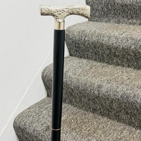Antique Brass Victorian Silver Wooden Handle Style Walking Stick Cane Home Decor