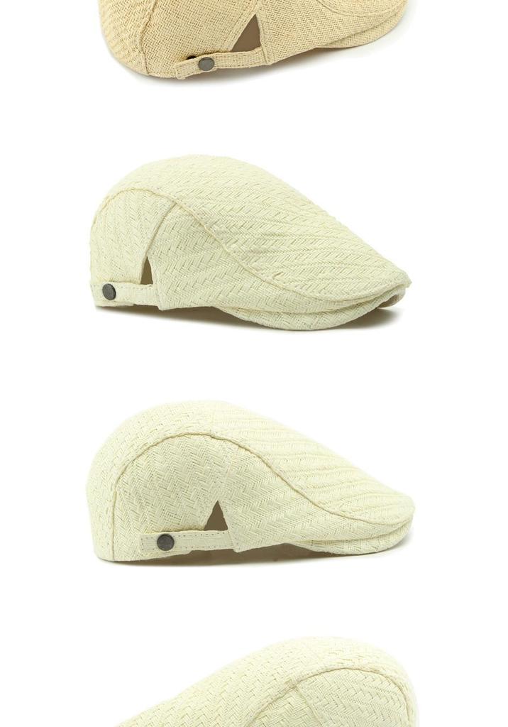 Men's Straw Hat Beret: Spring/Summer Sun Protection, Retro Duckbill Newsboy Cap.