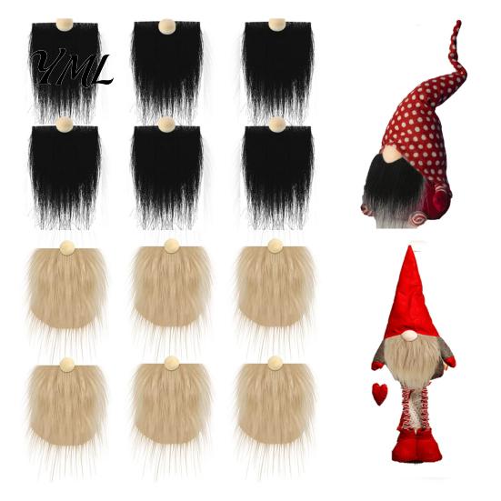 White Black Gnome Beards 12Pcs Beard And Nose Kit, DIY Christmas Craft Supplies with Faux Fur Fabric for Crafts Plush Wooden Ball Noses Doll