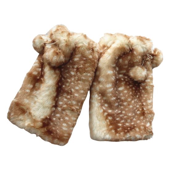 Warm Gloves Deer Pattern Thickened Plush Gloves Collar Leg Cuffs Christmas Themed Adjustable Straps Winter Headgear