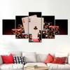 5 Stück Poker Spiel Leinwandbild Poker Asse Wandkunst Spielkarten Poster und Drucke für Casino Spielzimmer Wanddekoration Ohne Rahmen