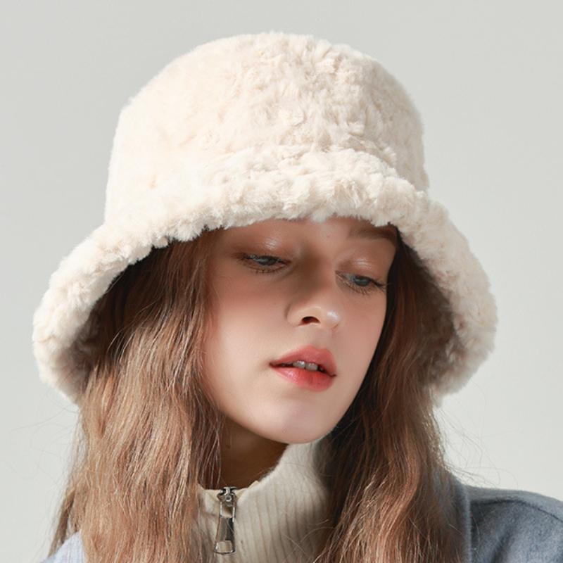 Chapeau à grande tête pour femme, chapeau coréen chaud d'hiver, bol en velours en peluche, automne-hiver