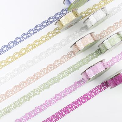 10 rulouri model bandă auto-adezivă din dantelă glitter Bling colorat autocolant gol pentru albume de albume de bricolaj