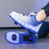 PONERAIT Two Wheels Children's Led Light Roller Skate Shoes Boys Girls Glowing Sports Luminous Sneakers Skateboard USB Charging
