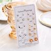 12Pairs Combination Earrings Set for Women Flower Heart Star  Moon Sun Small Rhinestone Stud Earring Girl Party Jewelry Gift