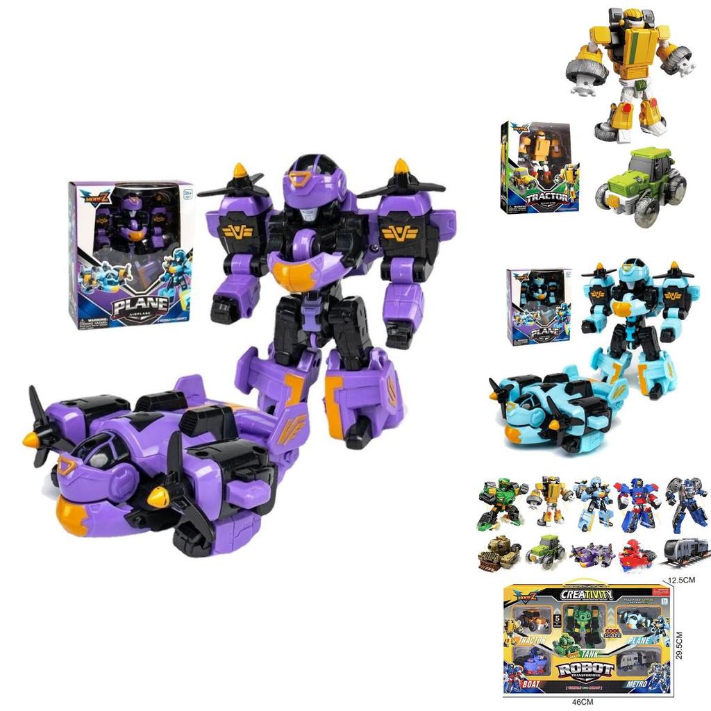 Transforming Car Robot Mech Action Figure Toy Cartoon Collectible With Puzzle Assembly Plastic Material
