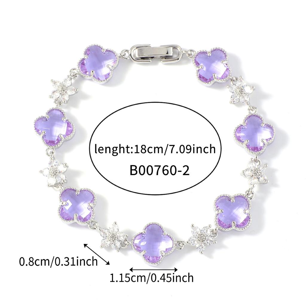 Classic and Fashionable Women's Brass Bracelets Luxury Zircon Four-leaf Clover Copper Jewelry