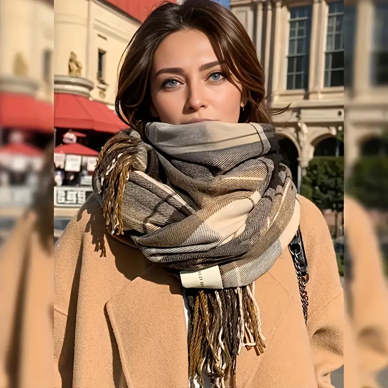 New Style Melard Scarf for Women, Suitable for Autumn And Winter, Korean Version, Versatile High-End Checkered Shawl, Couple'S Neck Warmer for Men