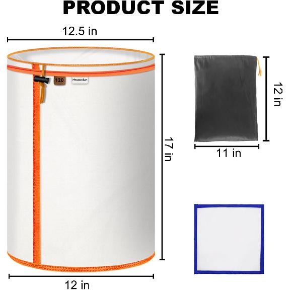 5-Gallon Mesh Filter Bags, 5 Pack Reusable Micron Bags With Pressing Screen & Storage Pouch, Fine Nylon Mesh Strainer Bag Set for 5 Gallon Bucket (25