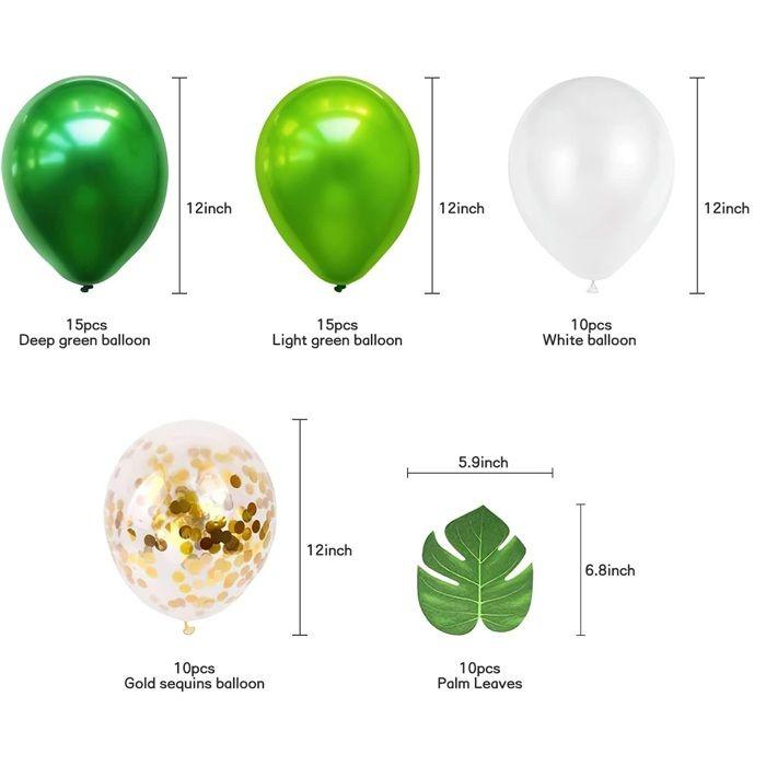Jungle Party Balloon Set, Green Balloon Decoration, Green and White Balloons