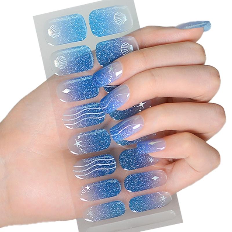 Blatt Halbgehärtete Gele Nagellack Streifen Klebende Gele Nagelkunst Aufkleber Langlebige Gele Nagelfolien Aufkleber Nagelaufkleber