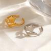 Charm Vintage Personality Gold Color Rose Shape Opening Rings for Women Stainless Steel Flower Ring Jewelry Accessories Gifts