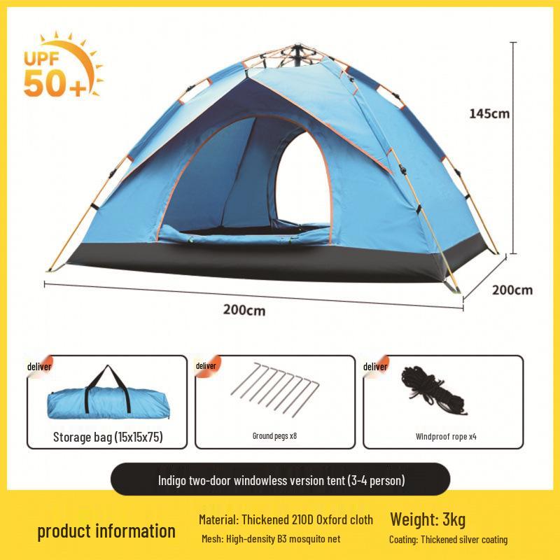 Automatic Portable Double Layer Tent - Quick Setup, Rainproof, Folding for Camping & Beach