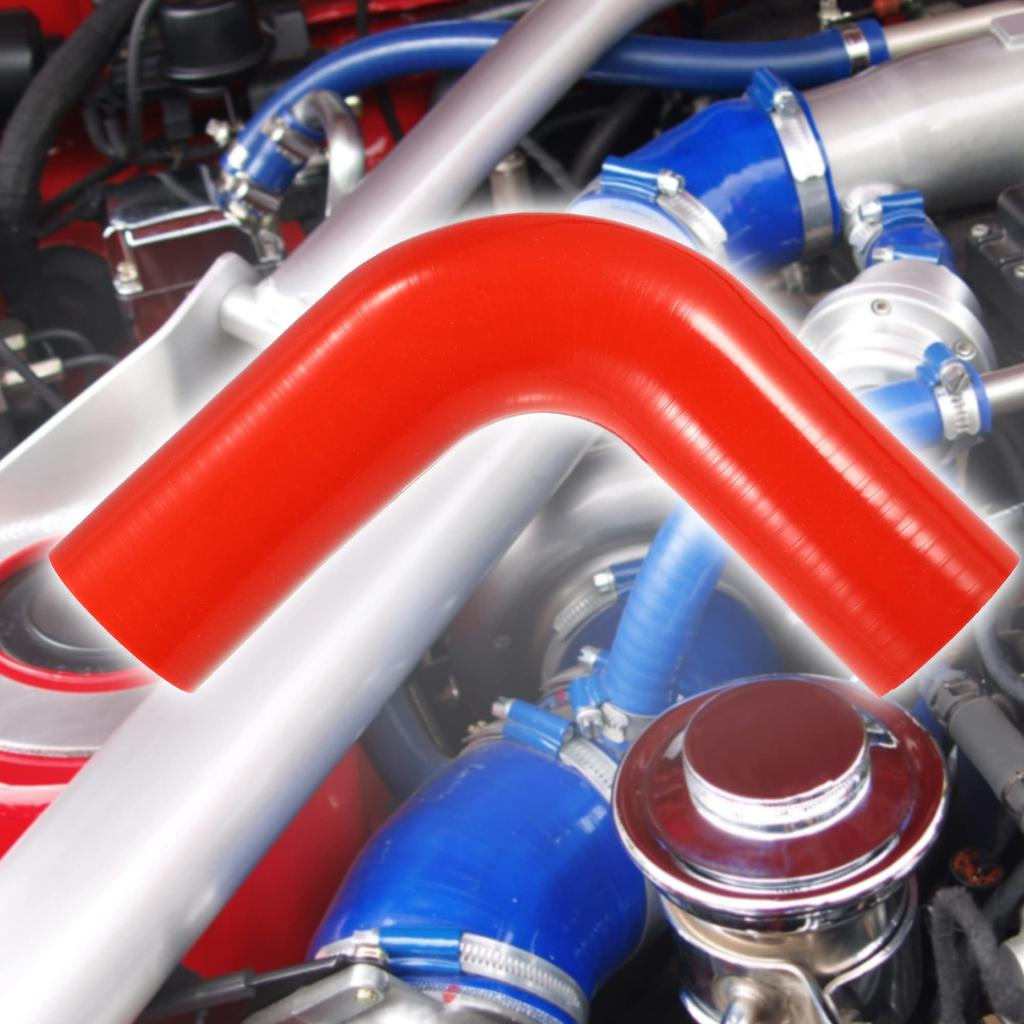 X AUTOHAUX Reducer Hose Pipe Bend Turbo Intercooler 48mm Inner Diameter 90 Degree Elbow Silicone Red