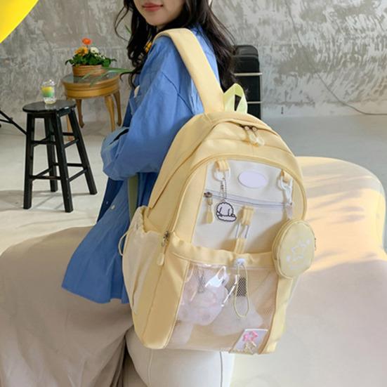 Girls Laptop Backpack Waterproof Backpack with Transparent Front Pocket Large Capacity Backpack with Padded Straps for School Street Travel