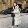 2025 winter Korean version of European and American style loose hooded long knee cotton clothes women's thickened bread clothes simple long coat