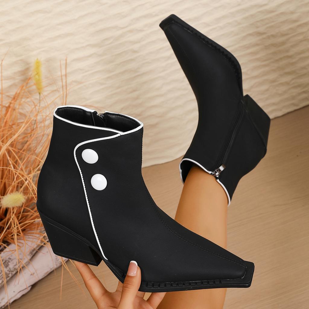 Fashion Autumn New Comfortable Pointed Toe Side Zipper Women's Boots Fashionable Versatile Thick Heel High-heeled Women's Boots 457