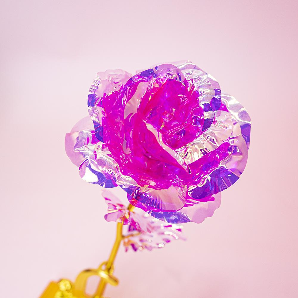 Hot Beauty Foil Iridescent Rose Artificial Flower Birthday Valentine'S Day Anniversary Christmas Gifts For Wife And Girl Friend