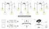 CEILING HANGING LAMP SPIDER BALL BLACK LED 15cm