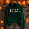 Damemote Casual Langermet trykt Rundhals hettegenser Pullover Topp med lommer