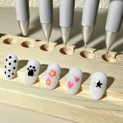 Yousheng 5-in-1 Nail Art Dotting Pen Professional Dotting Tools with 4 Stainless Steel Tips Nail Painting Pen for Beginners