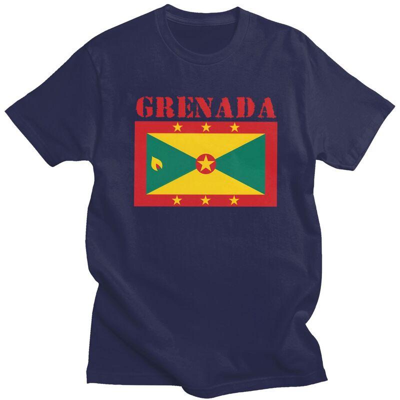 Individuelle Herren Grenada Flagge T-Shirts Kurzarm Baumwoll-T-Shirt Streetwear T-Shirt Lässiges T-Shirt Slim Fit Kleidung