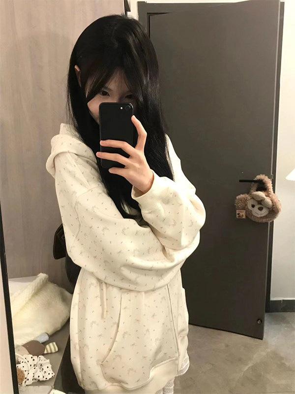 Women's Floral Oversize Hoodie - Spring/Autumn Hong Kong Chic Cardigan