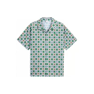 New Prep Aop Woven Shirt Loose Fit Casual Sports Short Sleeve Unisex Shirts Green 627953-86