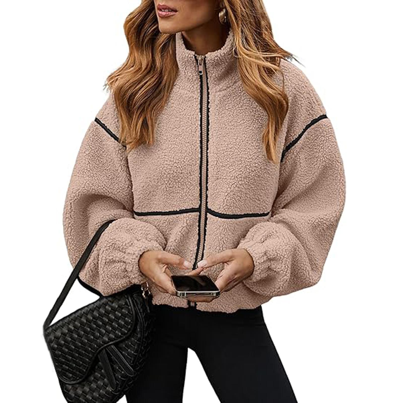 

Женская модная куртка на молнии с длинными рукавами свободного кроя M тёмно-синий