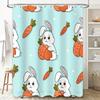 Cute Cartoon Bunny Carrot Print Shower Curtain Bathroom Decor Waterproof Fabric Home Decoration Blue Size: 180X240Cm White Siz