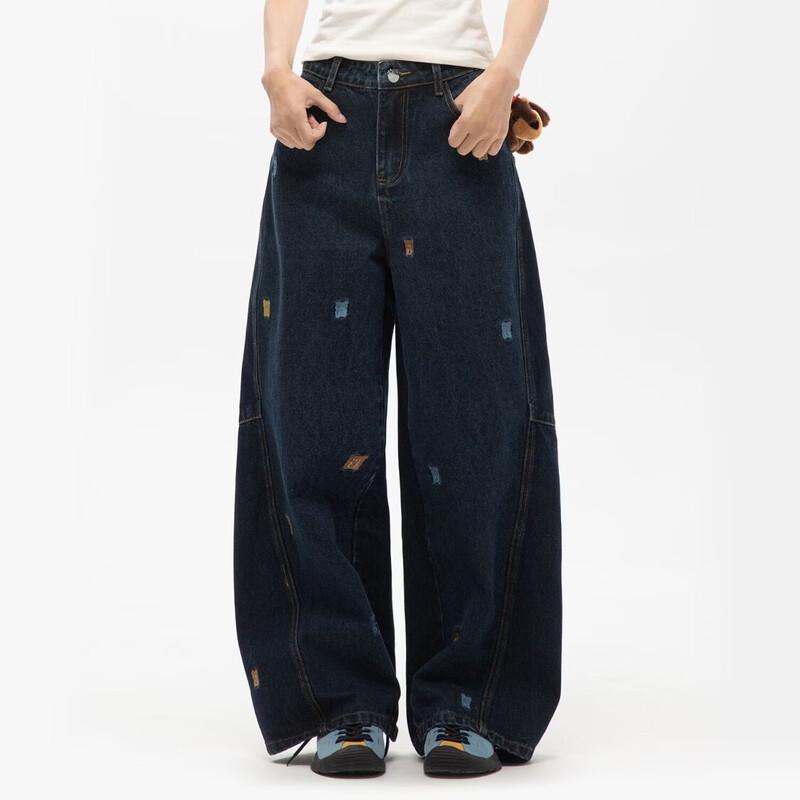 OWOX Мультяшный Медведь Вышитые Свободные Прямые Джинсы S