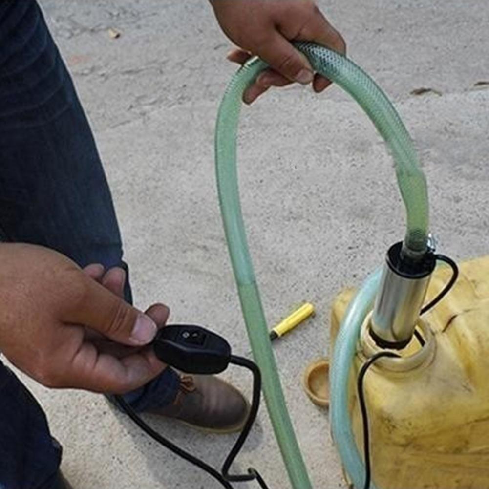 12V pompa do transferu paliwa, wody i oleju z przełącznikiem przenośna stalowa nierdzewna pompa do transferu oleju silnikowego nafty narzędzie samochodowe