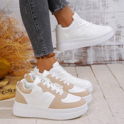 Women Sneakers Spring New Korean Version Sneakers Thick Bottom Heightening Sports Shoes Women Casual Low Top PU Leather Sneakers