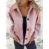 BFCCQB Jaquetas e casacos femininos vintage casual cor sólida estampa outono inverno manga comprida gola polo