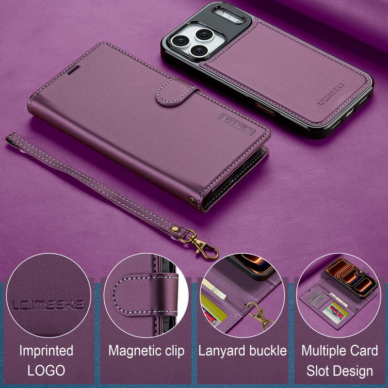 Für iPhone 17 Pro Max Brieftaschenhülle Luxuriöses Magnetisches PU-Leder Kartenfächer Klappbarer Handyhalter Abdeckung Für iPhone 16 15 14 13 Pro Max 12 11 Air