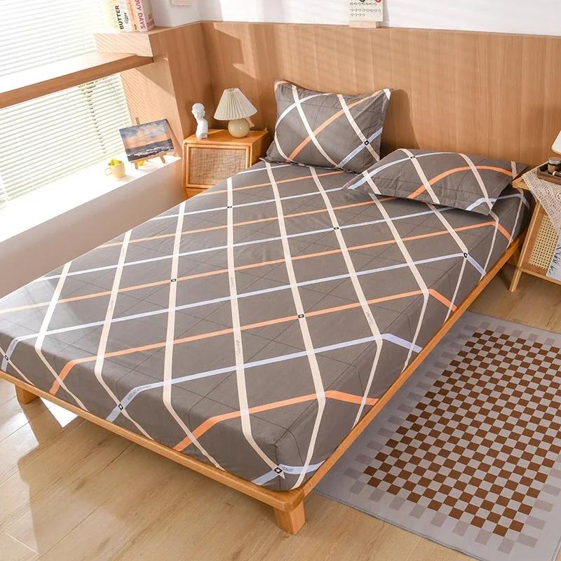 Waterproof Fitsheet Single Double King Size Mattress Cover With Elastic Band Bedsheet High Quality Printed Fitted Sheet