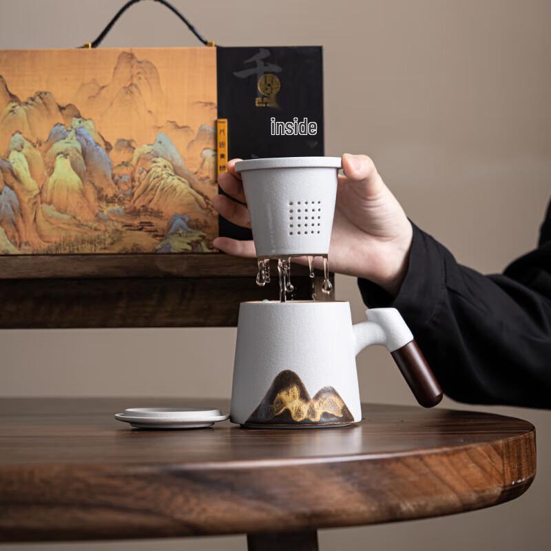 Auspicious Hand-Painted Ceramic Office Tea Mug