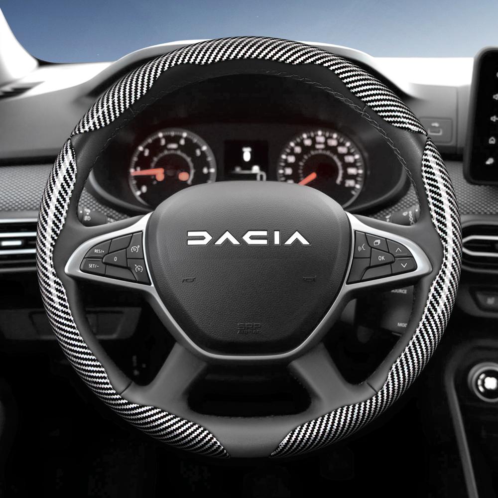 vcxja9 Suitable for Dacia Carbon Fiber Texture Steering Wheel Cover with Segmented Quick-Release Design, Durable, Compatible with Models Such as