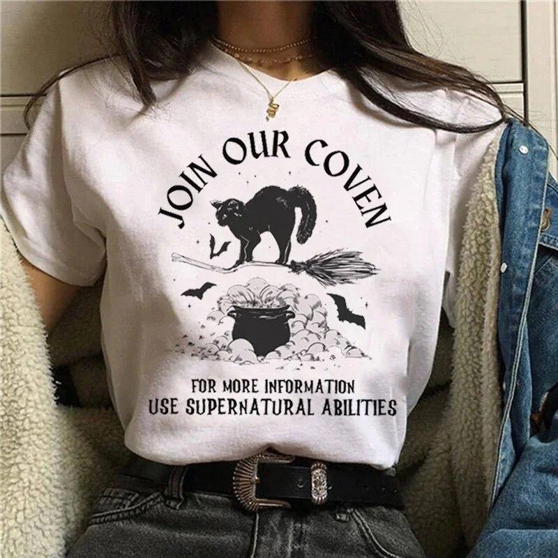 T-shirts Sweet Women Fashion Salem Print Aesthetic Clothes Graphic Unisex Tshirt Top Cartoon Lady Casual FeUnisex Tee Clothing Women