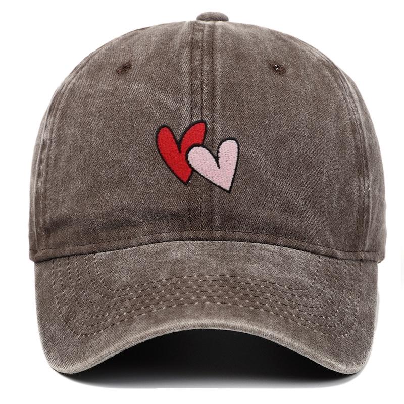 Versatile Vintage Peach Heart Embroidery Baseball Cap - Korean Style, Thin, Soft Brim, Spring/Summer, Unisex