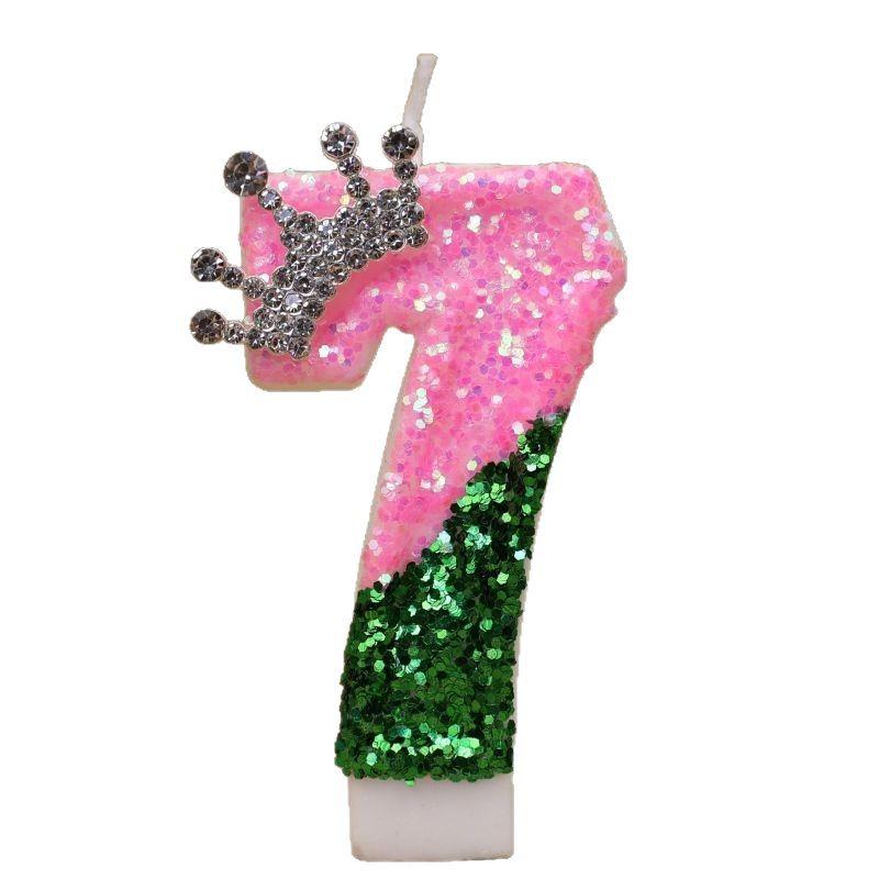 Color Block Number Birthday Candle Cake Decoration First Year Celebration Crown Birthday Candle