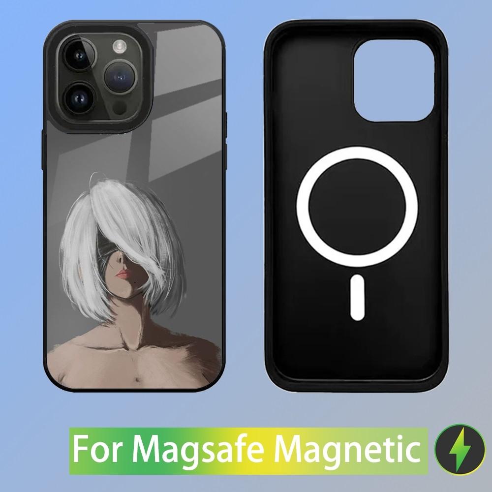 

Чехол для телефона Аниме N-NieR Automata 2B для iPhone 15,14,13,12,11,Plus,Pro,Max Mini Magsafe Магнитная Беспроводная Зарядка iphone15plus