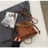 Rhombus Bucket Bag Drawstring Closing Chain Pu Shoulder Messenger Bag Ins French Light Luxury Women's Bag
