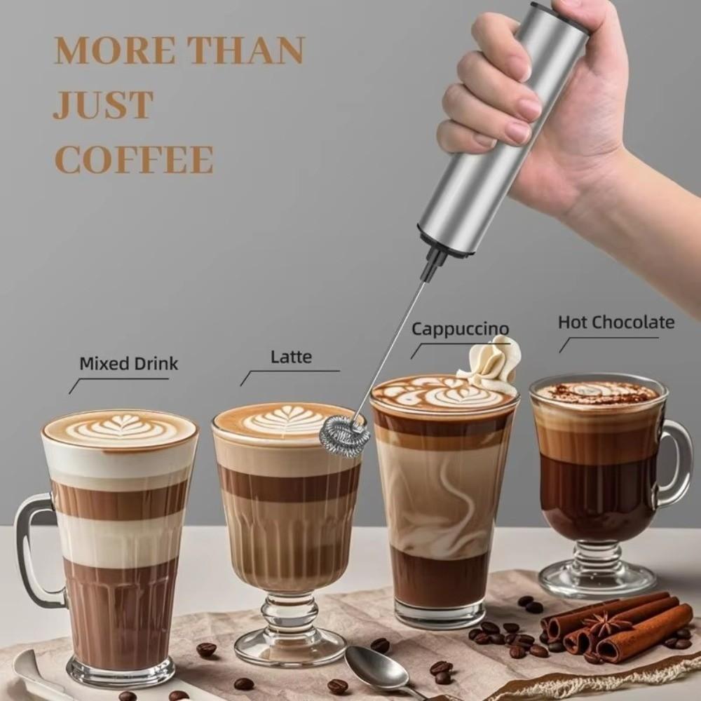 USB Rechargeable Electric Milk Frother with Cover Portable Milk Frother Electric Whisk Barista Use