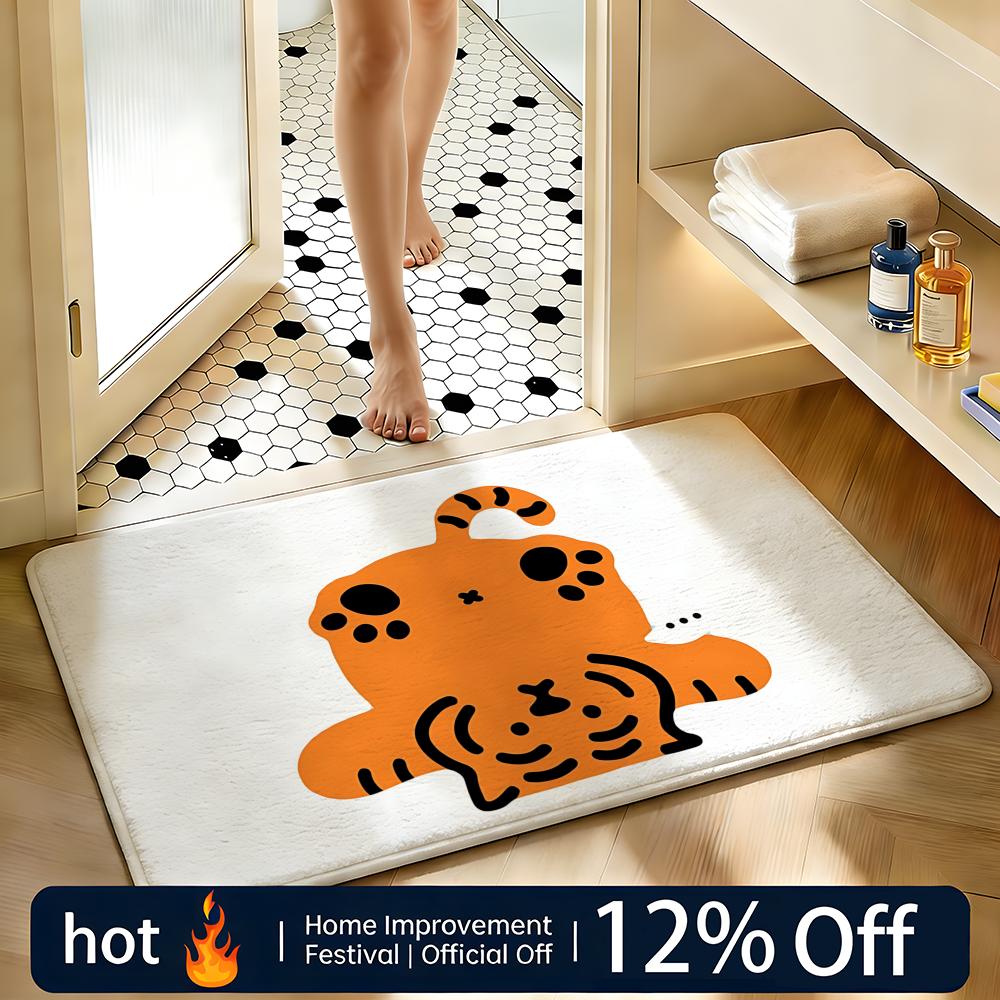 Cute Tiger Cartoon Floor Mat Home Decor Doormat Bedroom Floor Mat Shower Carpet