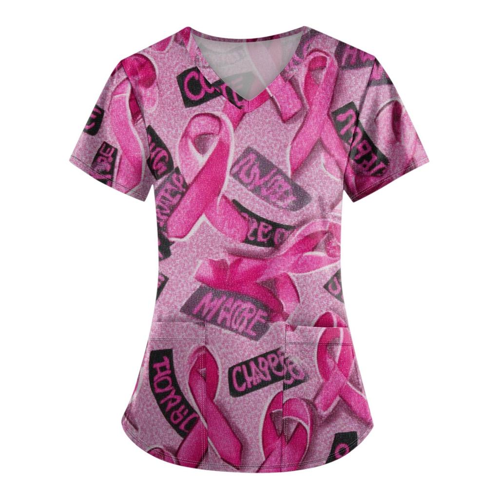 Dámská móda Overal s V výstřihem a krátkým rukávem s kapsami Potištěné topy Oblečení